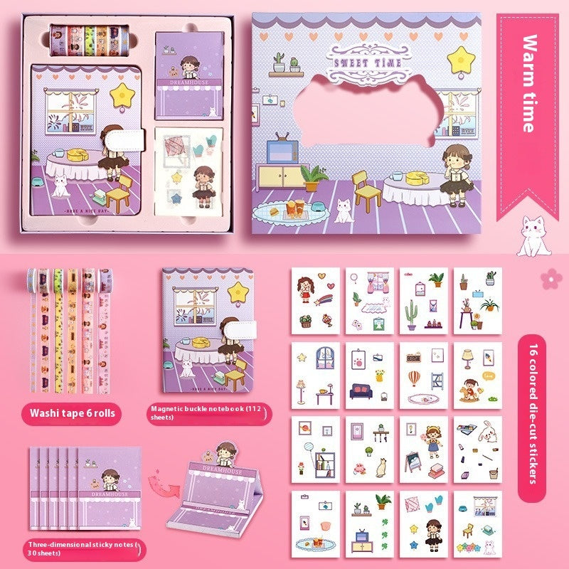 Journal Book Set Gift Box Girl Heart Cute Gift Bag