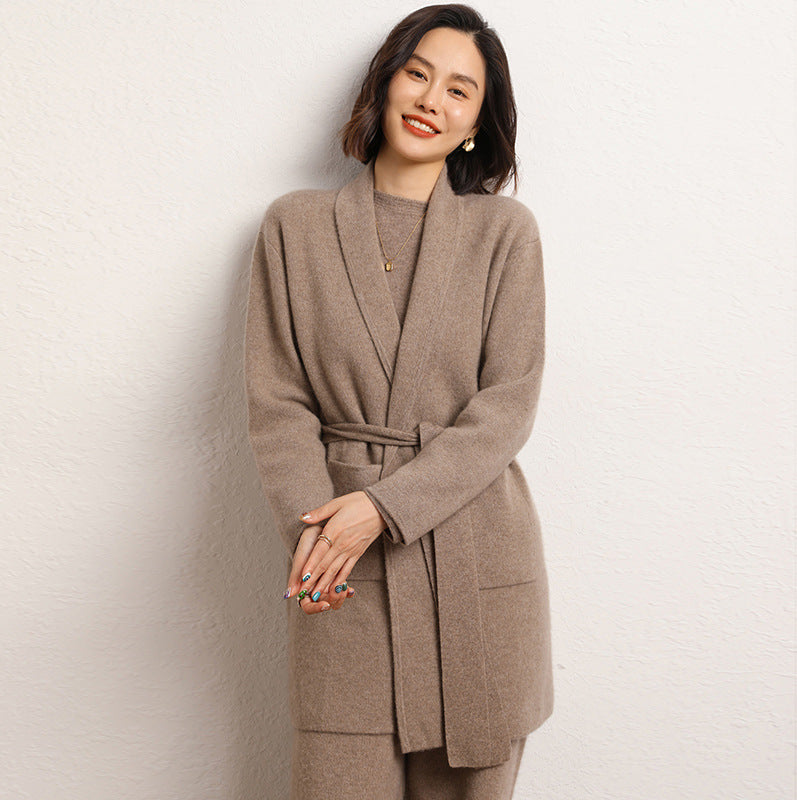 Fall Winter Fashion Mid-length Knitted Coat For Women