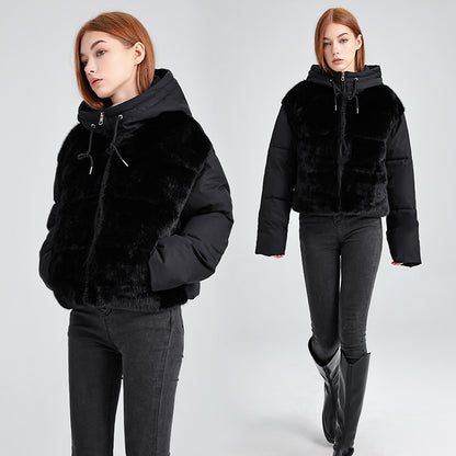 High-waisted Feather Down Plush Short Jacket