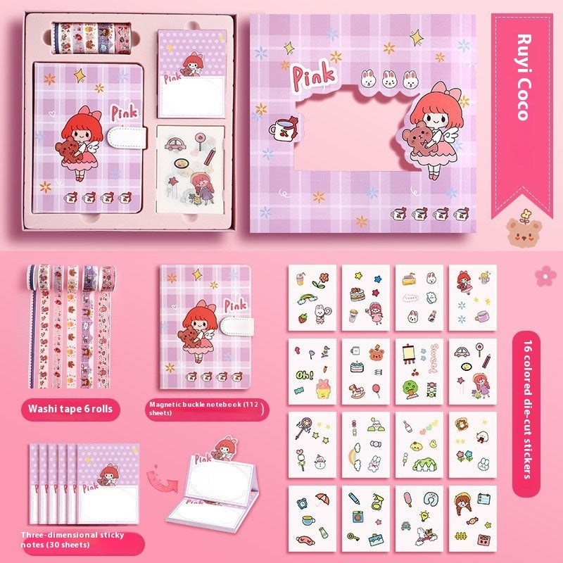 Journal Book Set Gift Box Girl Heart Cute Gift Bag