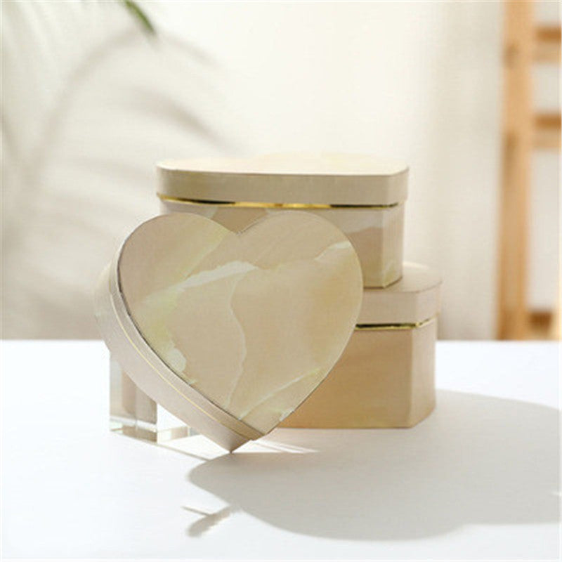 Net Red Peach Heart Box Marble Gift Box Heart-Shaped Gift Box