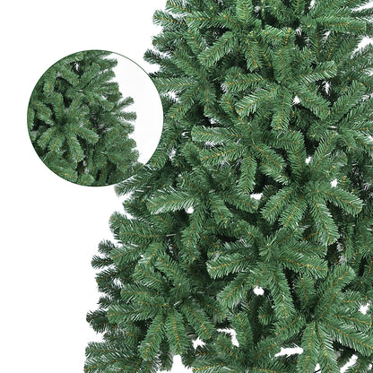 Unlit Artificial Christmas Tree, Green Xmas Tree And Folding Metal Stand For Indoor Holiday Decoration