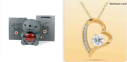 Rotating Bear Gift Box Rose Jewelry Box