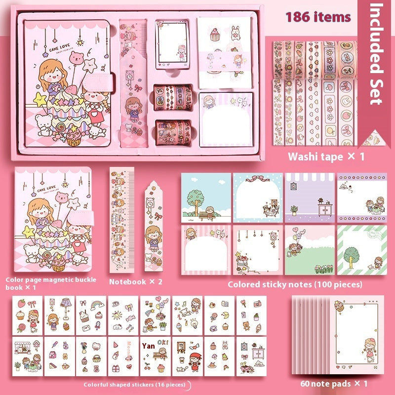 Journal Book Set Gift Box Girl Heart Cute Gift Bag