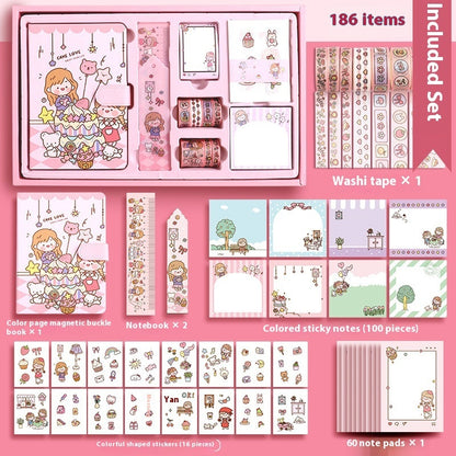 Journal Book Set Gift Box Girl Heart Cute Gift Bag