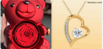 Rotating Bear Gift Box Rose Jewelry Box