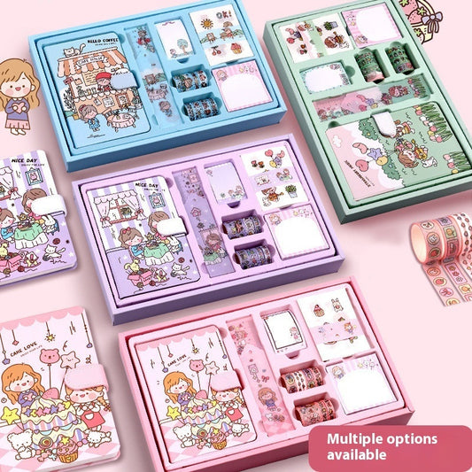 Journal Book Set Gift Box Girl Heart Cute Gift Bag