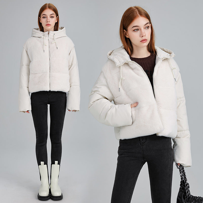 High-waisted Feather Down Plush Short Jacket
