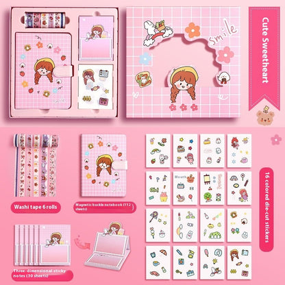 Journal Book Set Gift Box Girl Heart Cute Gift Bag