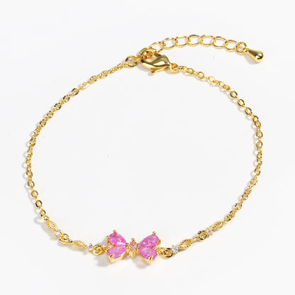 Sweet Bow Heart Rhinestone Bracelet Y2K Ins Fashion Chain Bracelet Valentine's Day